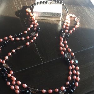 Beaded pink black necklace